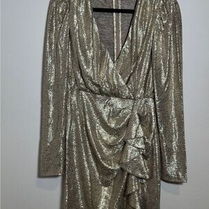 Skies Are Blue Metallic Long Sleeve Dress